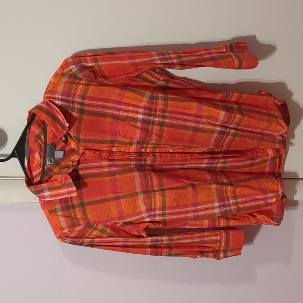 JCPenney Orange Plaid Button-Up Shirt